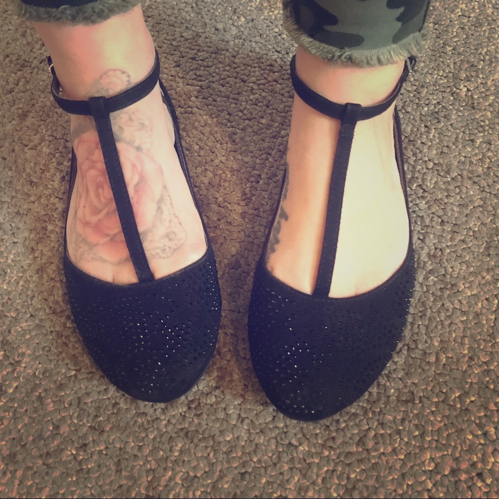 Black Sparkly Flats ✨